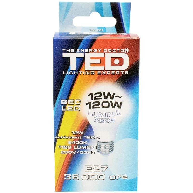 Bec LED E27, 12W, 6400K, 36.000h