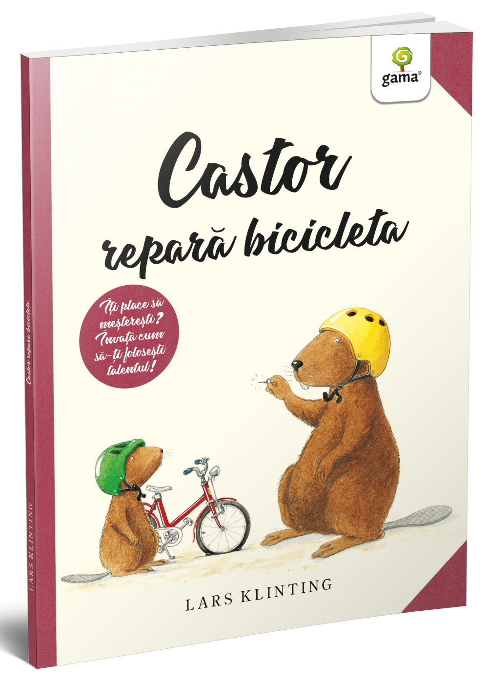 Castor repară bicicleta