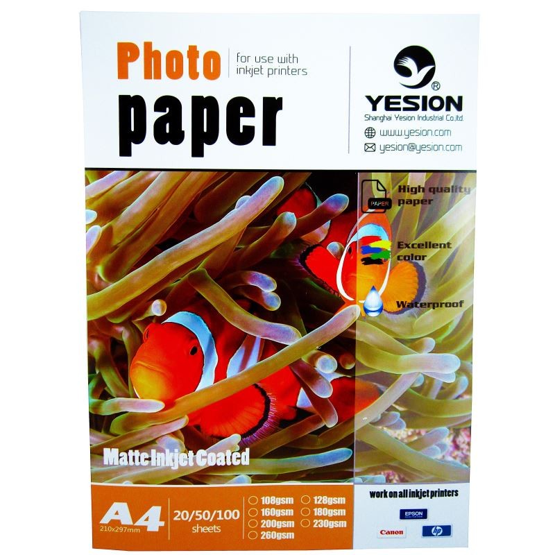 Hartie foto Yesion Matte A4, 180 g/mp, 50 coli/pachet