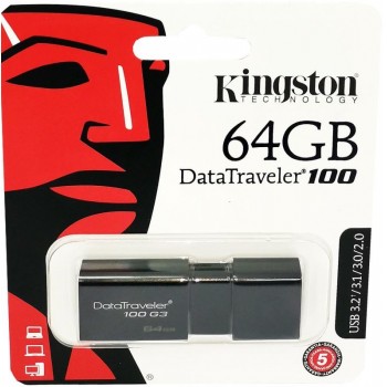 Memorie USB 3.2 / 3.1 / 3.0 / 2.0 Kingston, 64GB, DataTraveler, Black, capac retractabil