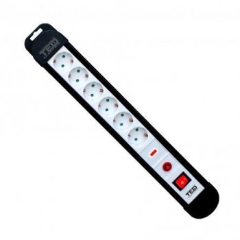 Prelungitor 1.8m, 5 prize schuko, 2 x USB, Alb