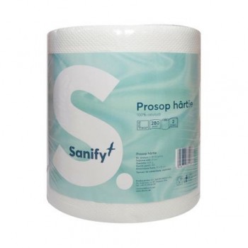 Prosop hartie Sanify, derulare centrala, 2 straturi, 600 gr