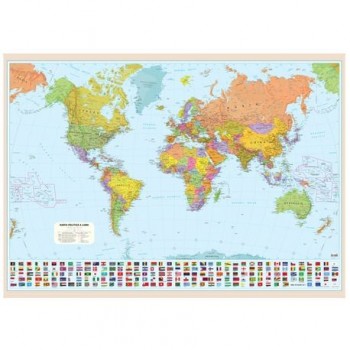 Harta politica a lumii, 100 x 140 cm, scara 1:30 mil, bagheta metalica
