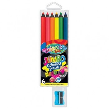 Set creioane colorate si ascutitoare Jumbo Colorino, 6 bucati