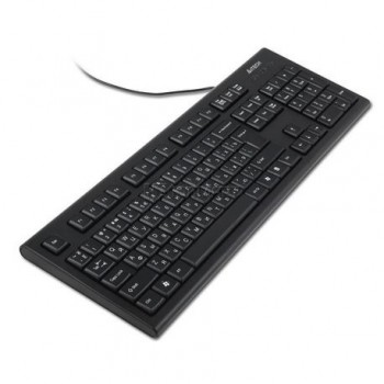 Tastatura A4Tech KR-85, cu fir, US layout, neagra, Rounded key-caps, Laser inscribed keys, USB