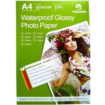 Hartie foto Yesion Waterproof Glossy A4, 220 g/mp, 50 coli/pachet