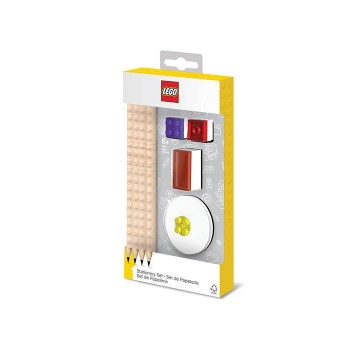 Set LEGO cu 4 creioane, 2 topper, 1 ascutitoare, 1 radiera   (52