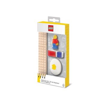 Set LEGO cu o minifigurina, 4 creioane, 1 topper, 1 ascutitoare 